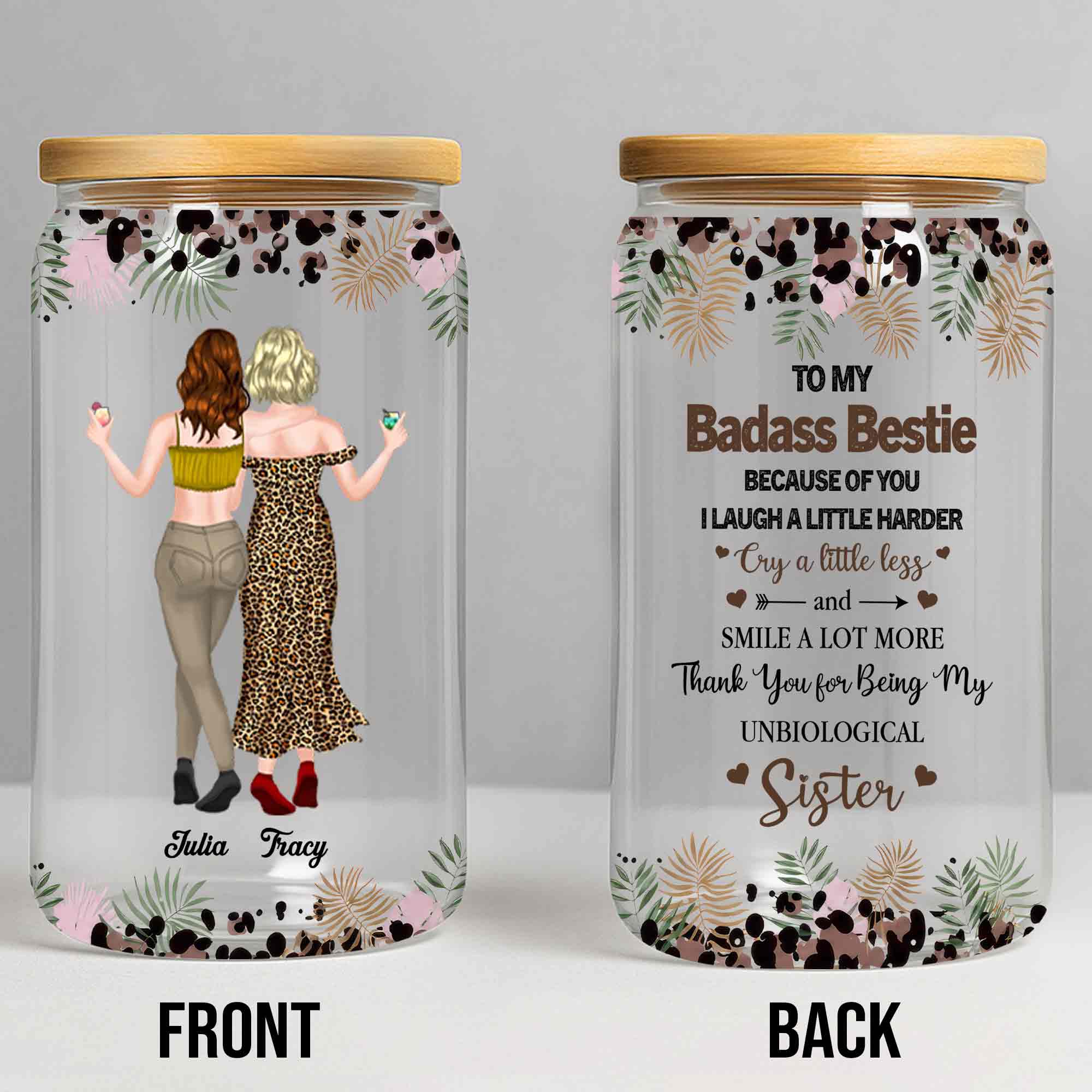 Personalized Clear Glass Can Custom Art Best Friend Gift Clear Glass Can GradoCreations