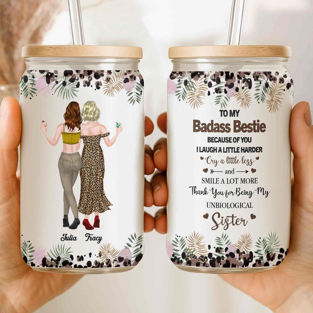 Personalized Clear Glass Can Custom Art Best Friend Gift Clear Glass Can GradoCreations