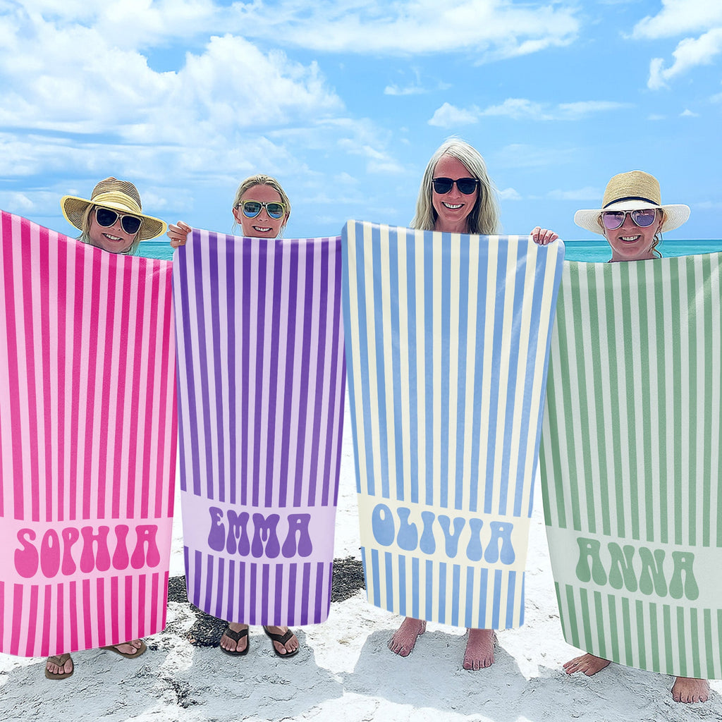 Personalized Microfiber Beach Towel Custom Name Gift for Her Beach Towels GradoCreations