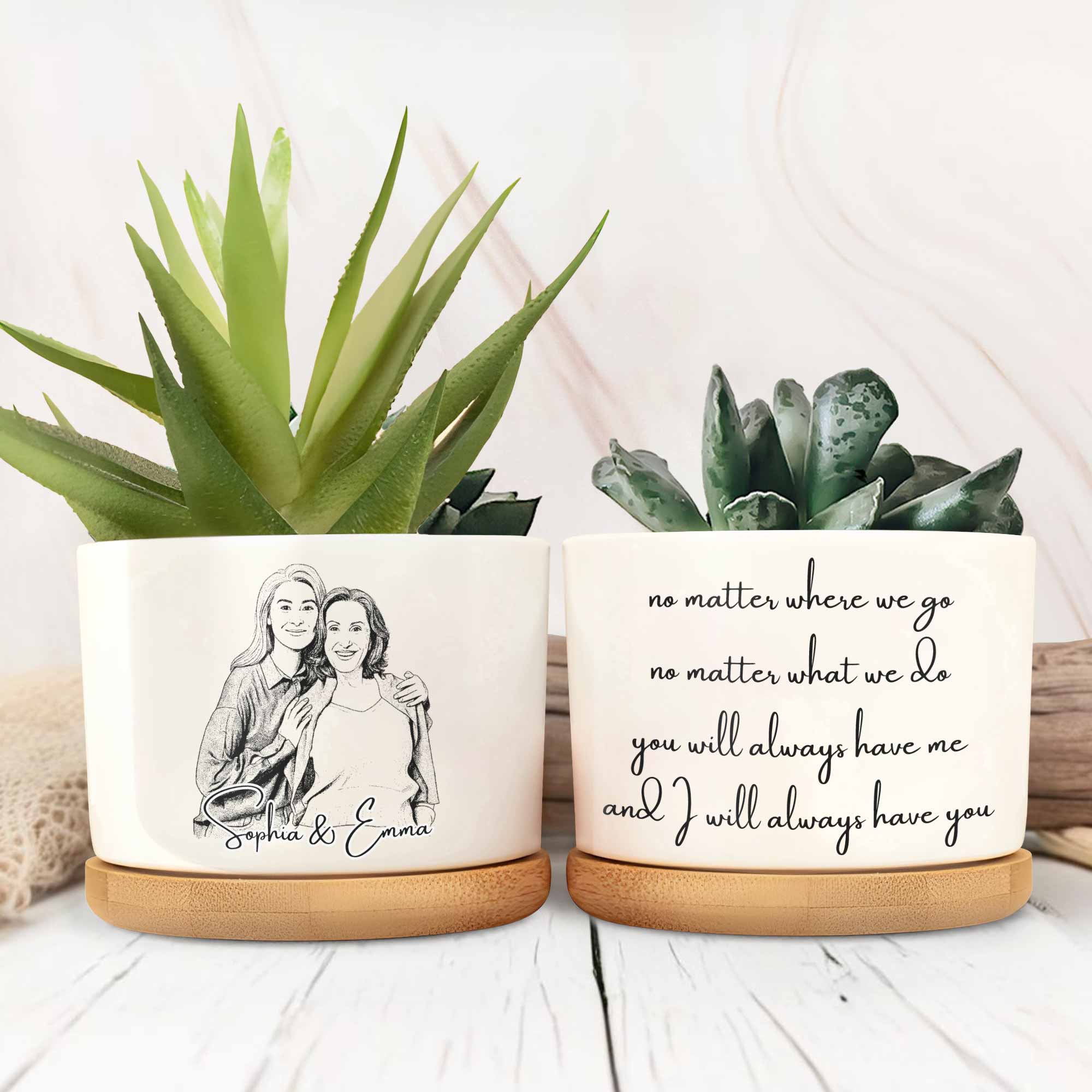 Personalized Ceramic Plant Pot Custom Sketch Best Friends Gift Ceramic Plant Pot GradoCreations