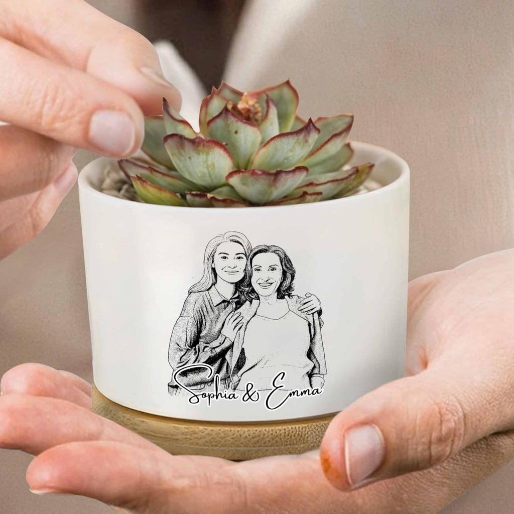 Personalized Ceramic Plant Pot Custom Sketch Best Friends Gift Ceramic Plant Pot GradoCreations