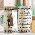 Personalized Clear Glass Can Custom Best Friend Gift with Straw Clear Glass Can GradoCreations