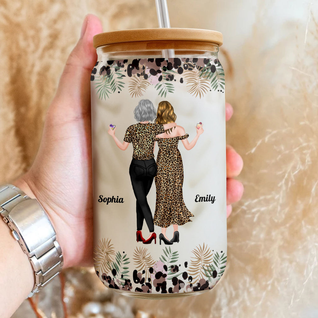 Personalized Clear Glass Can Custom Best Friend Gift with Straw Clear Glass Can GradoCreations