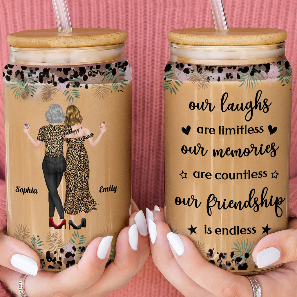 Personalized Clear Glass Can Custom Best Friend Gift with Straw Clear Glass Can GradoCreations
