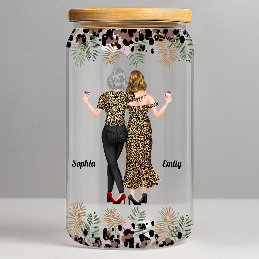 Personalized Clear Glass Can Custom Best Friend Gift with Straw Clear Glass Can GradoCreations