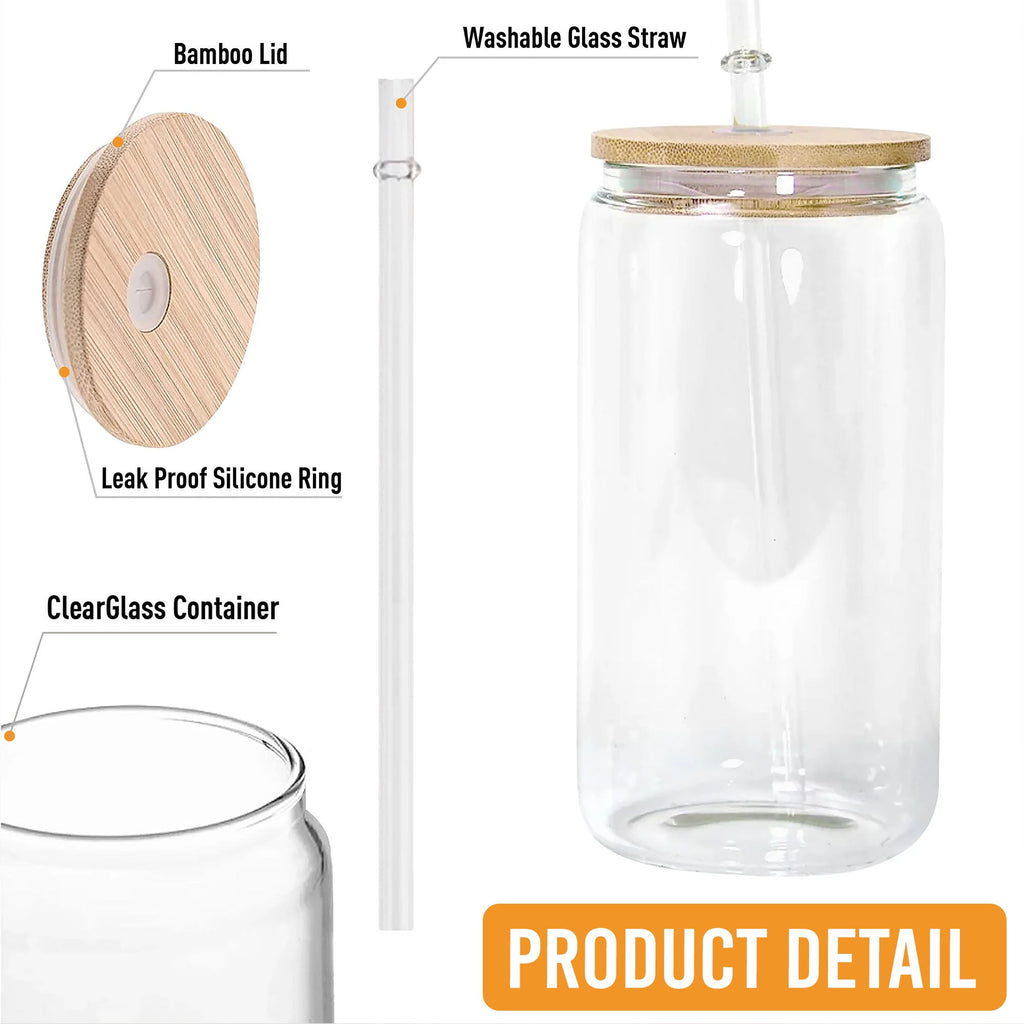 Personalized Clear Glass Can Custom Best Friend Gift with Straw Clear Glass Can GradoCreations