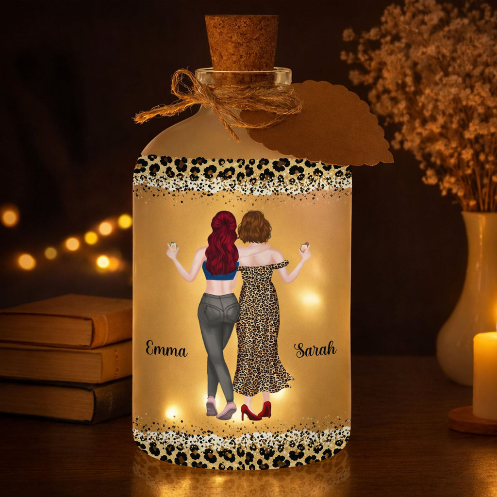 Personalized Short Bottle Light Best Friend Gift Leopard Print