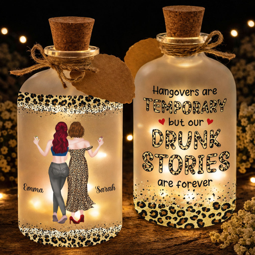 Personalized Short Bottle Light Best Friend Gift Leopard Print