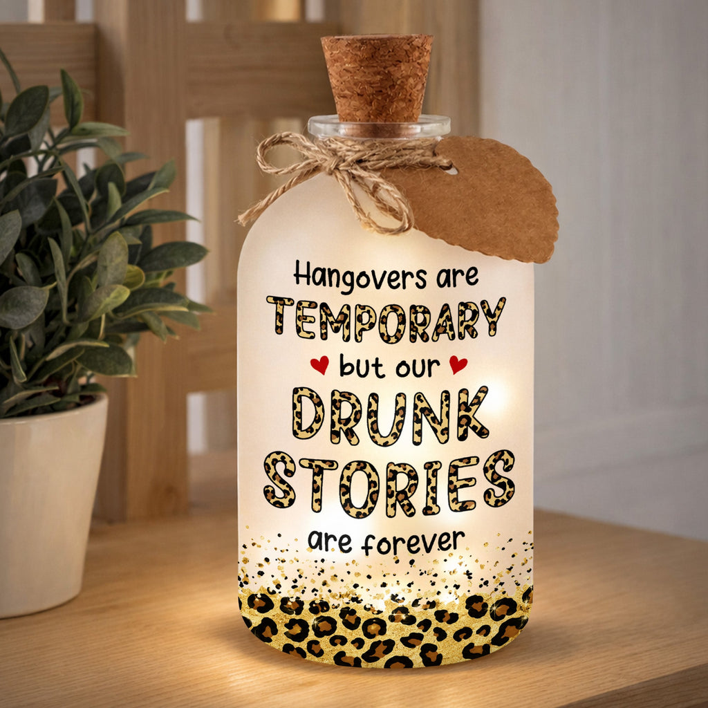 Personalized Short Bottle Light Best Friend Gift Leopard Print
