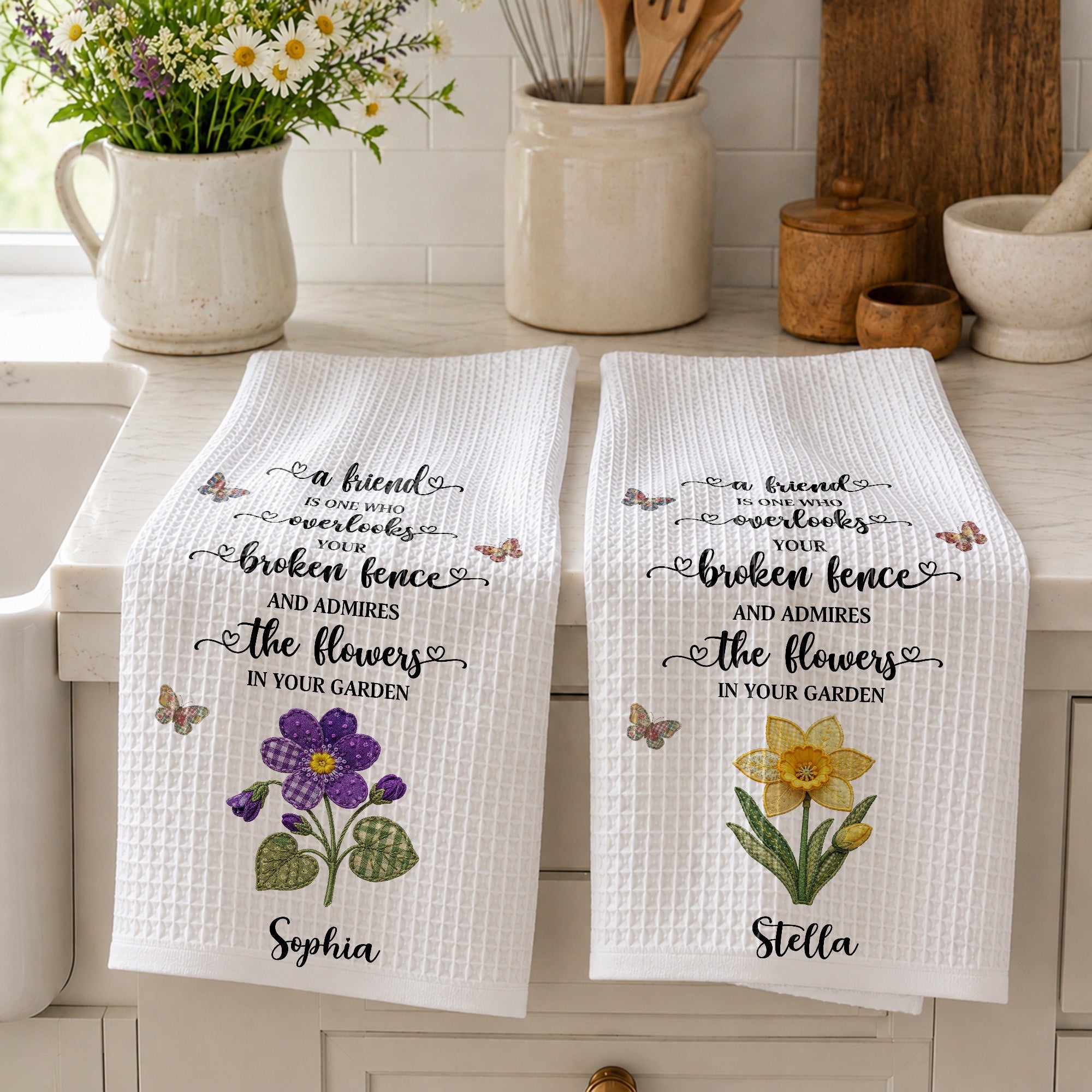 Personalized Kitchen Towel Custom Name Gift for Best Friend Kitchen Towel GradoCreations