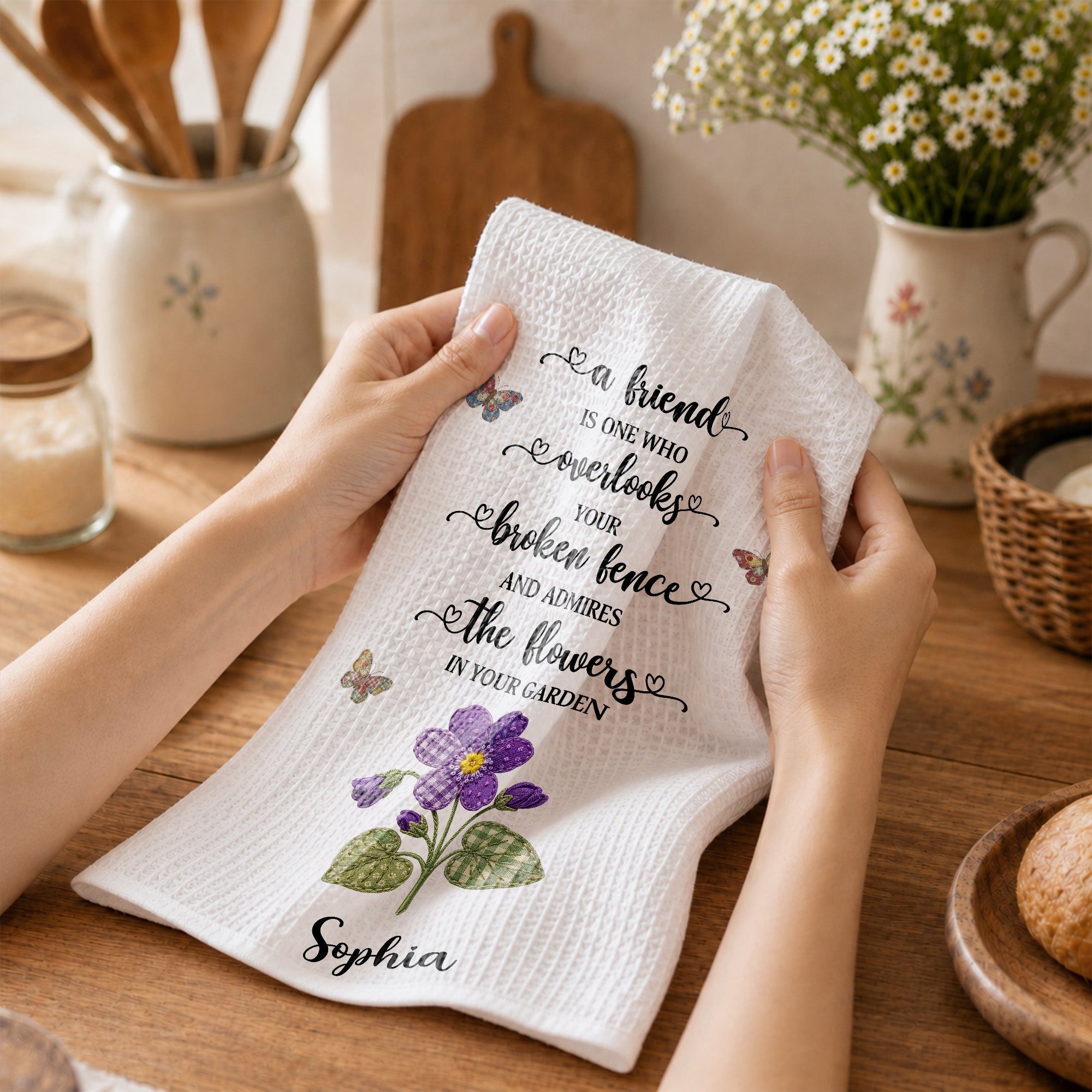 Personalized Kitchen Towel Custom Name Gift for Best Friend Kitchen Towel GradoCreations