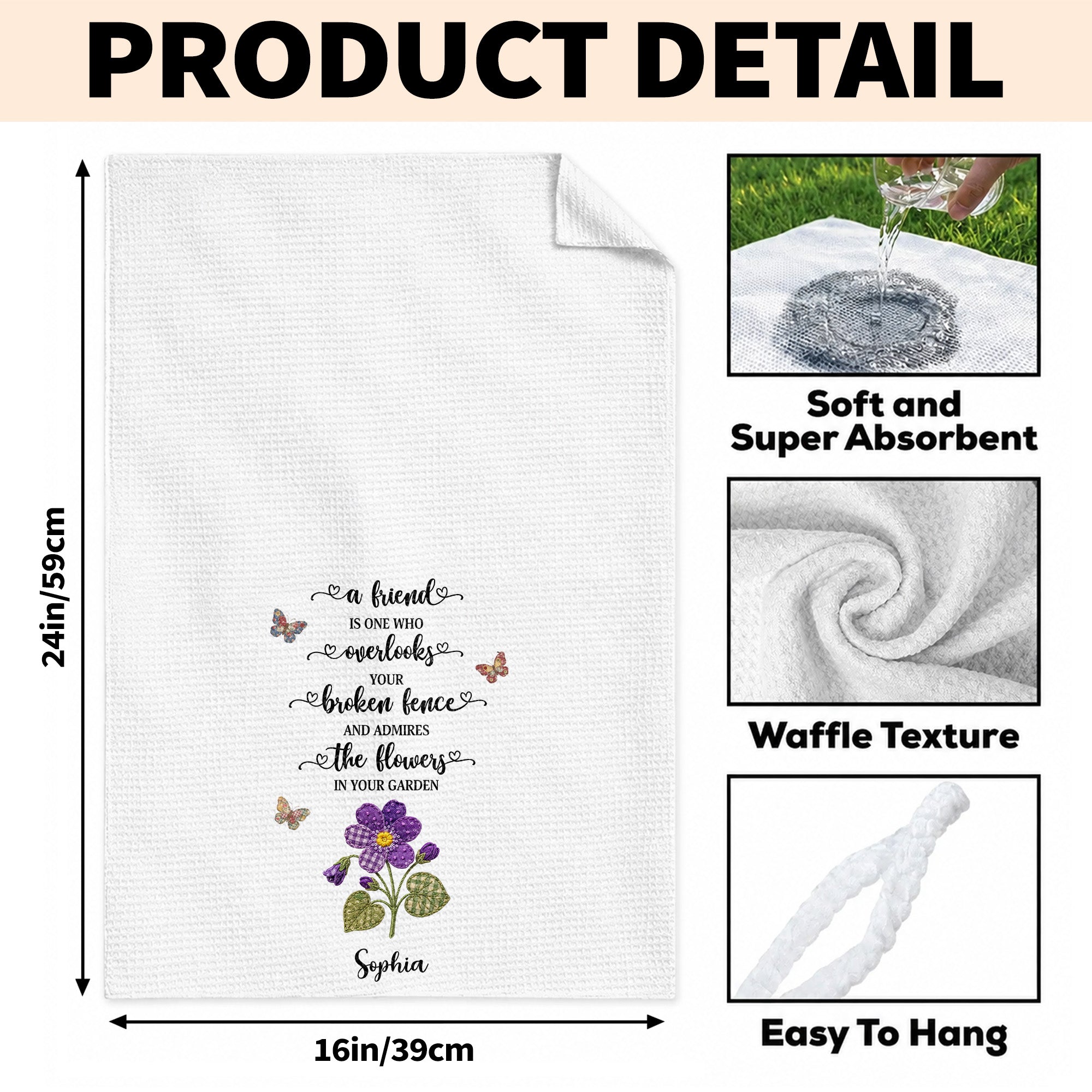 Personalized Kitchen Towel Custom Name Gift for Best Friend Kitchen Towel GradoCreations