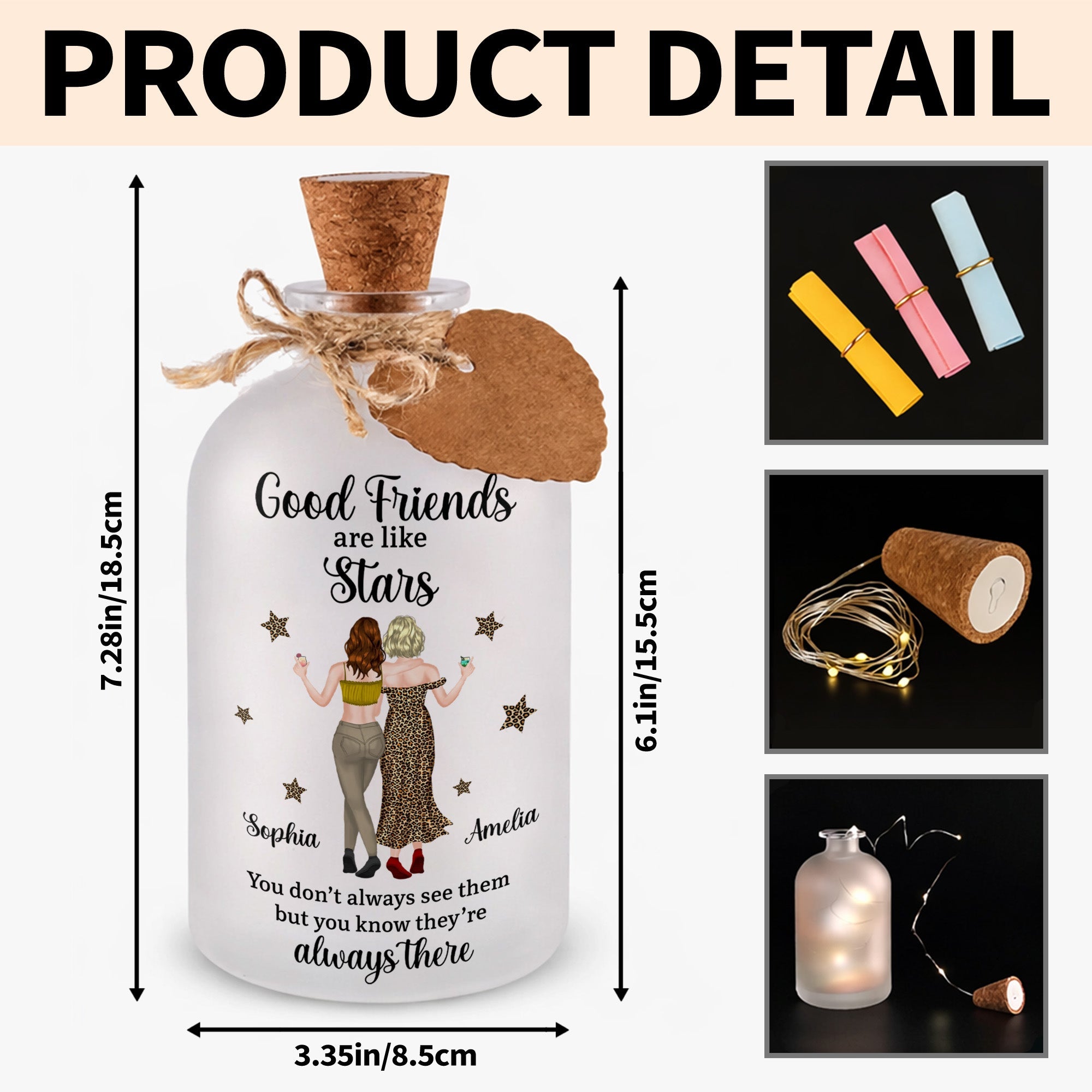Personalized Short Bottle Light Custom Name Gift for Besties