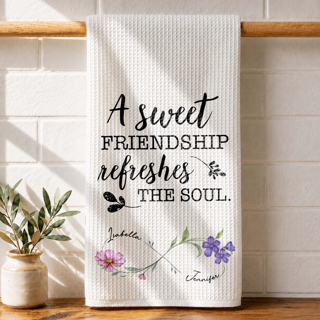 Personalized Kitchen Towel Custom Birth Month Flowers Gift for Best Friends Kitchen Towel GradoCreations