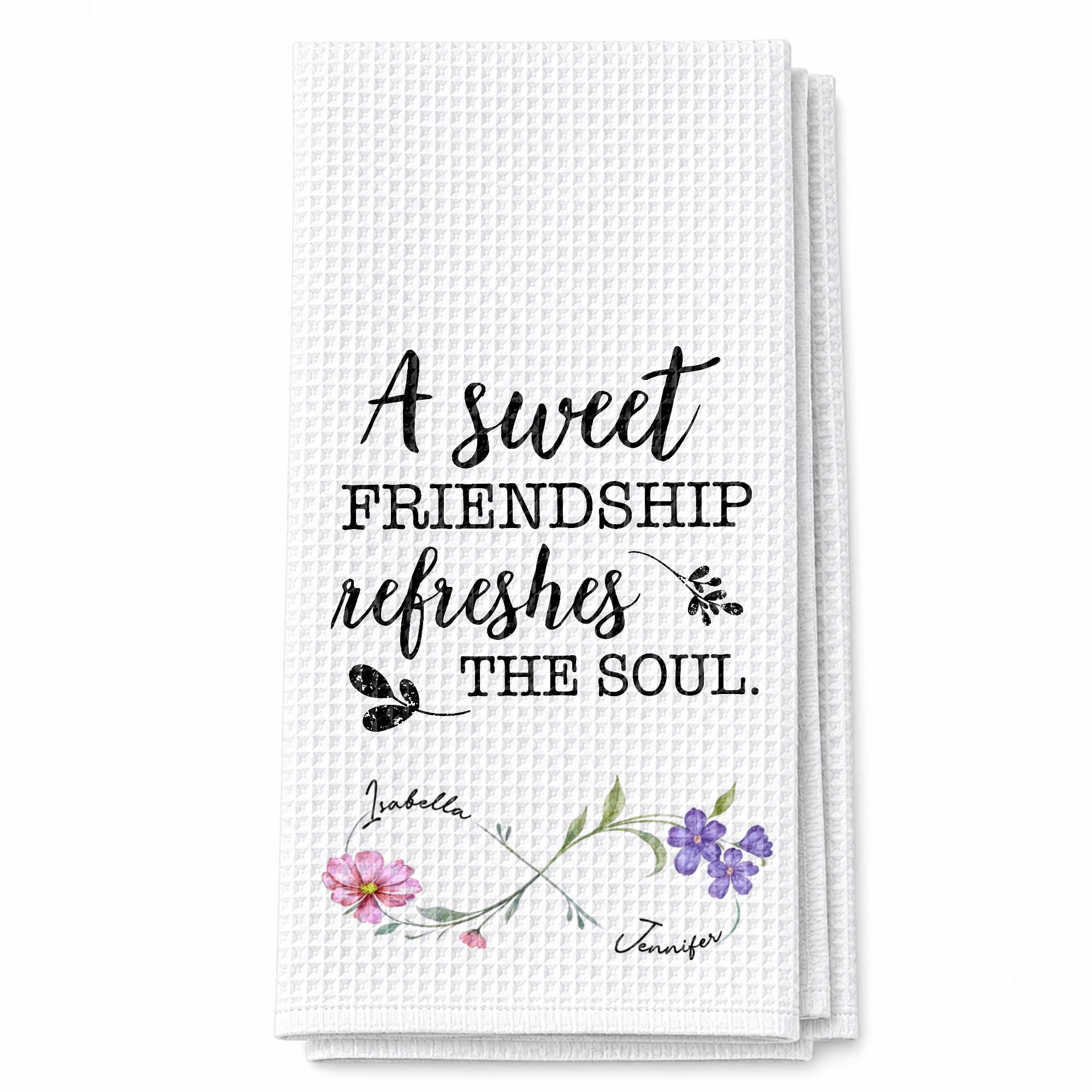 Personalized Kitchen Towel Custom Birth Month Flowers Gift for Best Friends Kitchen Towel GradoCreations