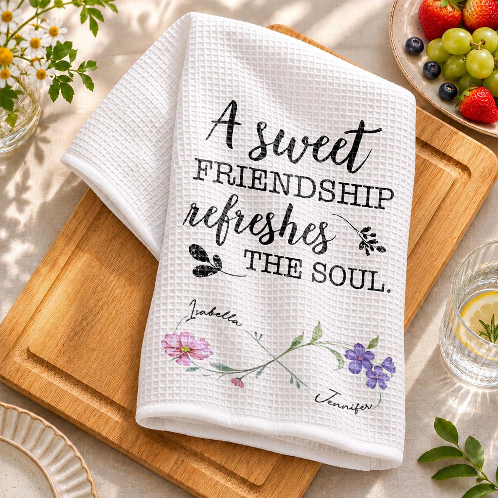 Personalized Kitchen Towel Custom Birth Month Flowers Gift for Best Friends Kitchen Towel GradoCreations