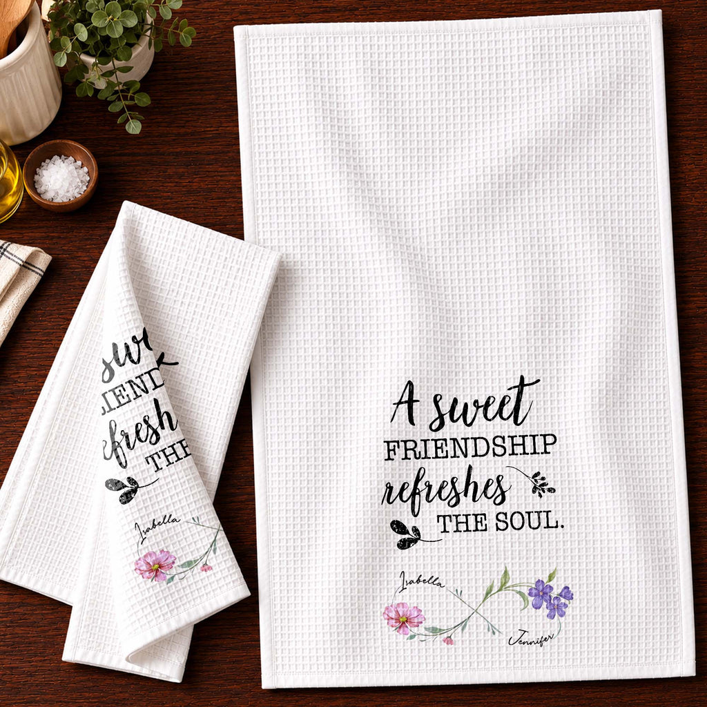 Personalized Kitchen Towel Custom Birth Month Flowers Gift for Best Friends Kitchen Towel GradoCreations