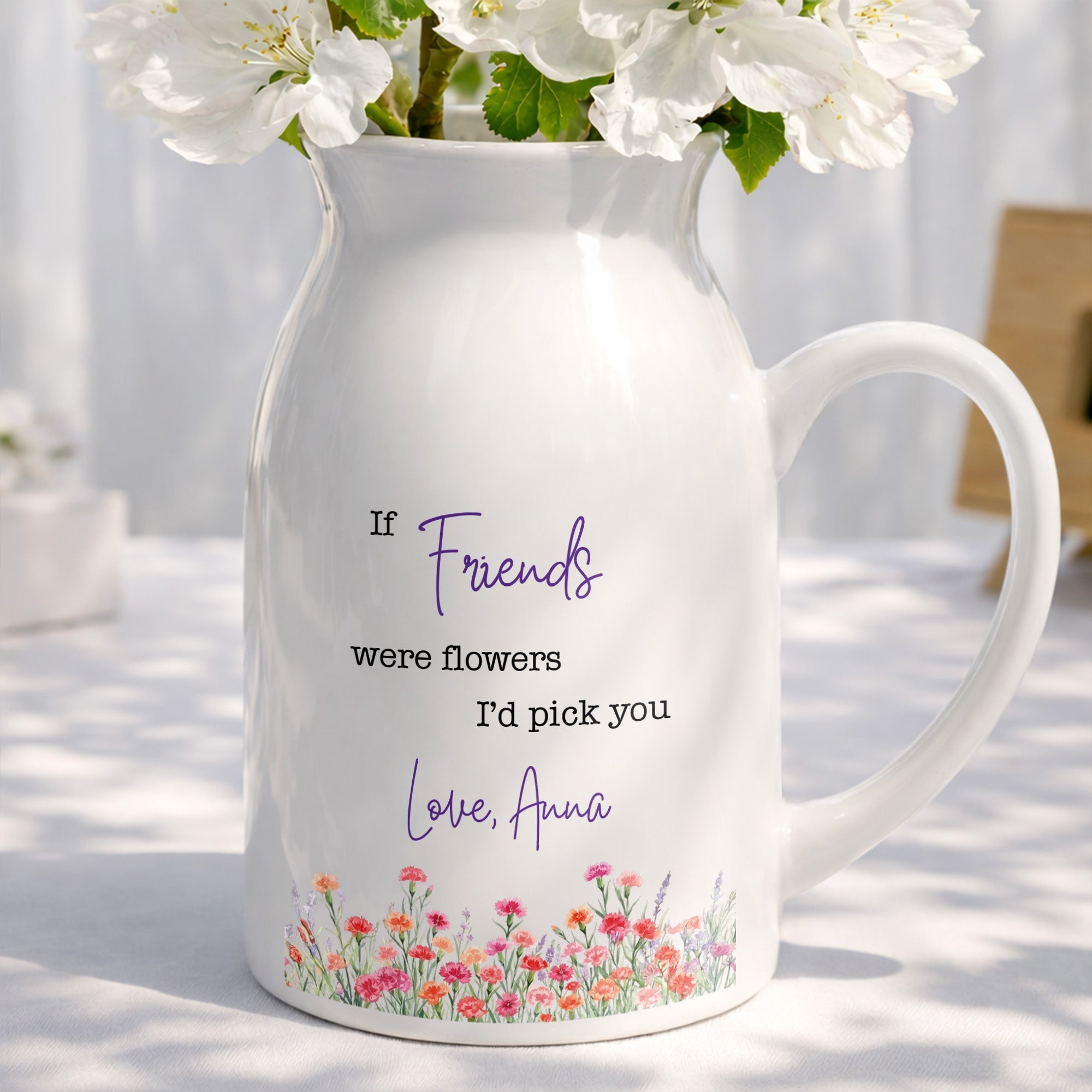Personalized Ceramic Flower Vase Best Friend Gift Idea Flower Vase GradoCreations