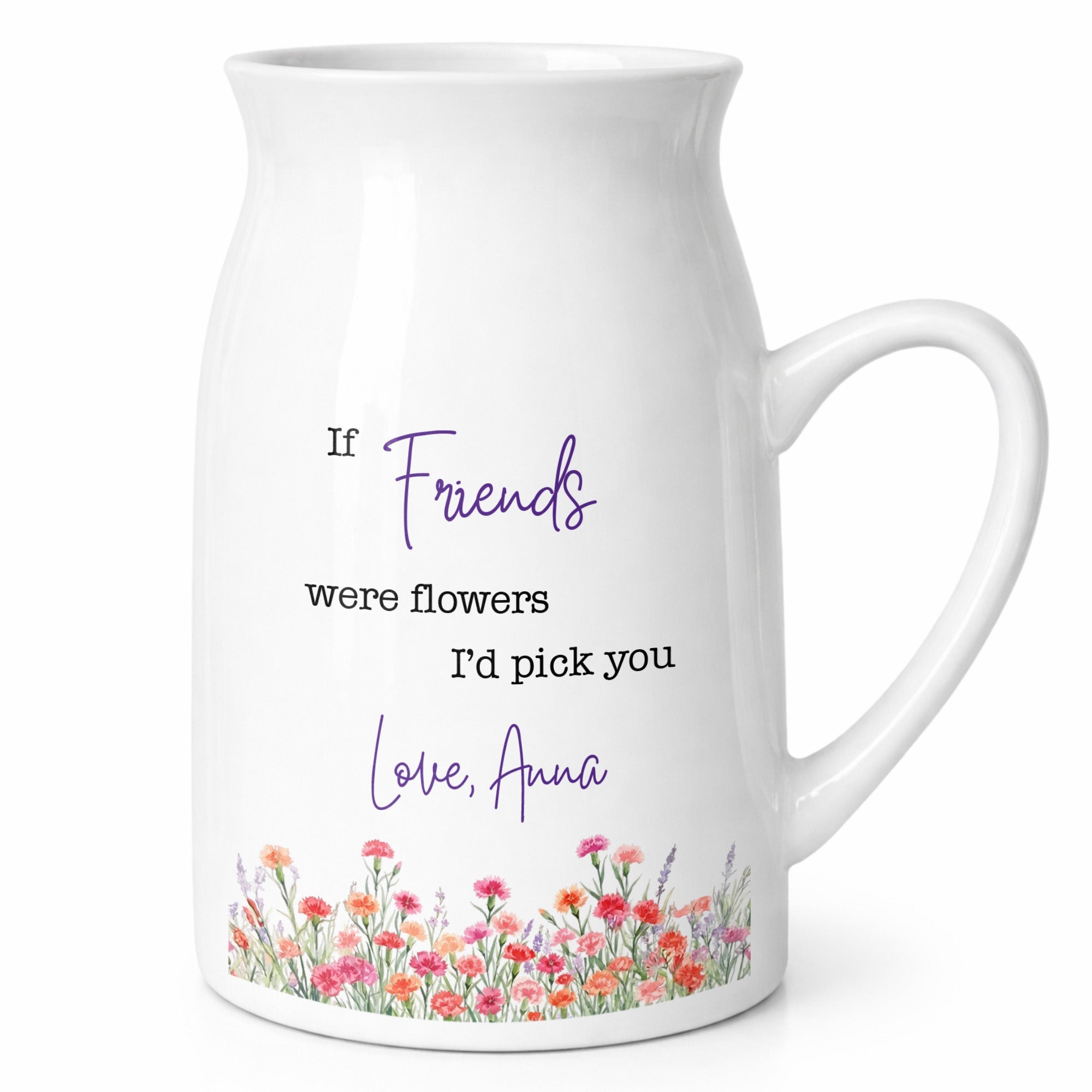 Personalized Ceramic Flower Vase Best Friend Gift Idea Flower Vase GradoCreations