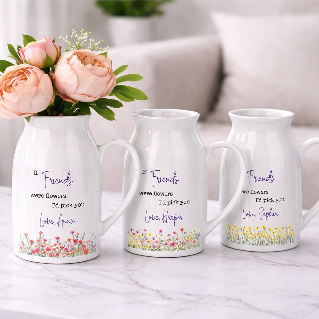Personalized Ceramic Flower Vase Best Friend Gift Idea Flower Vase GradoCreations