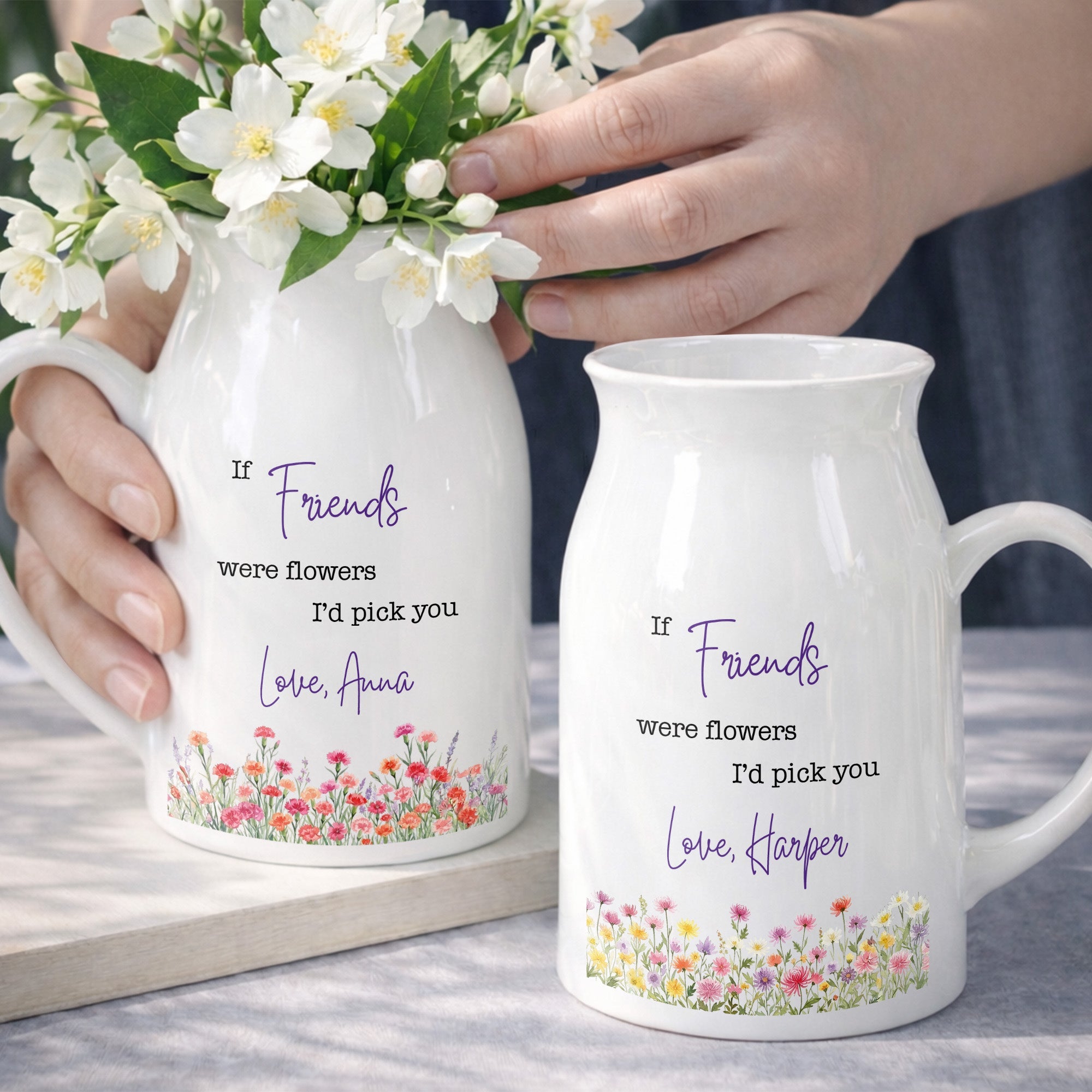 Personalized Ceramic Flower Vase Best Friend Gift Idea Flower Vase GradoCreations