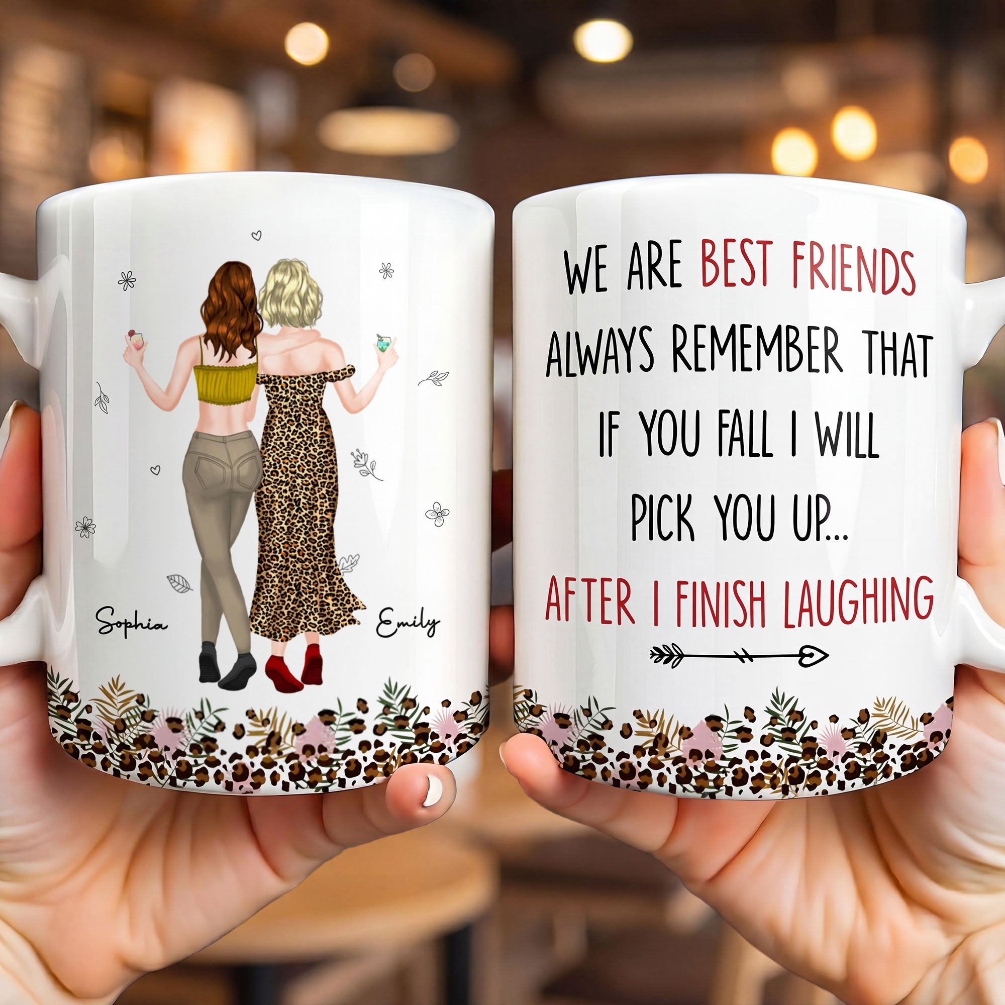 Personalized Leopard Print Best Friend Mug Custom Gift Edge-to-edge Mug GradoCreations