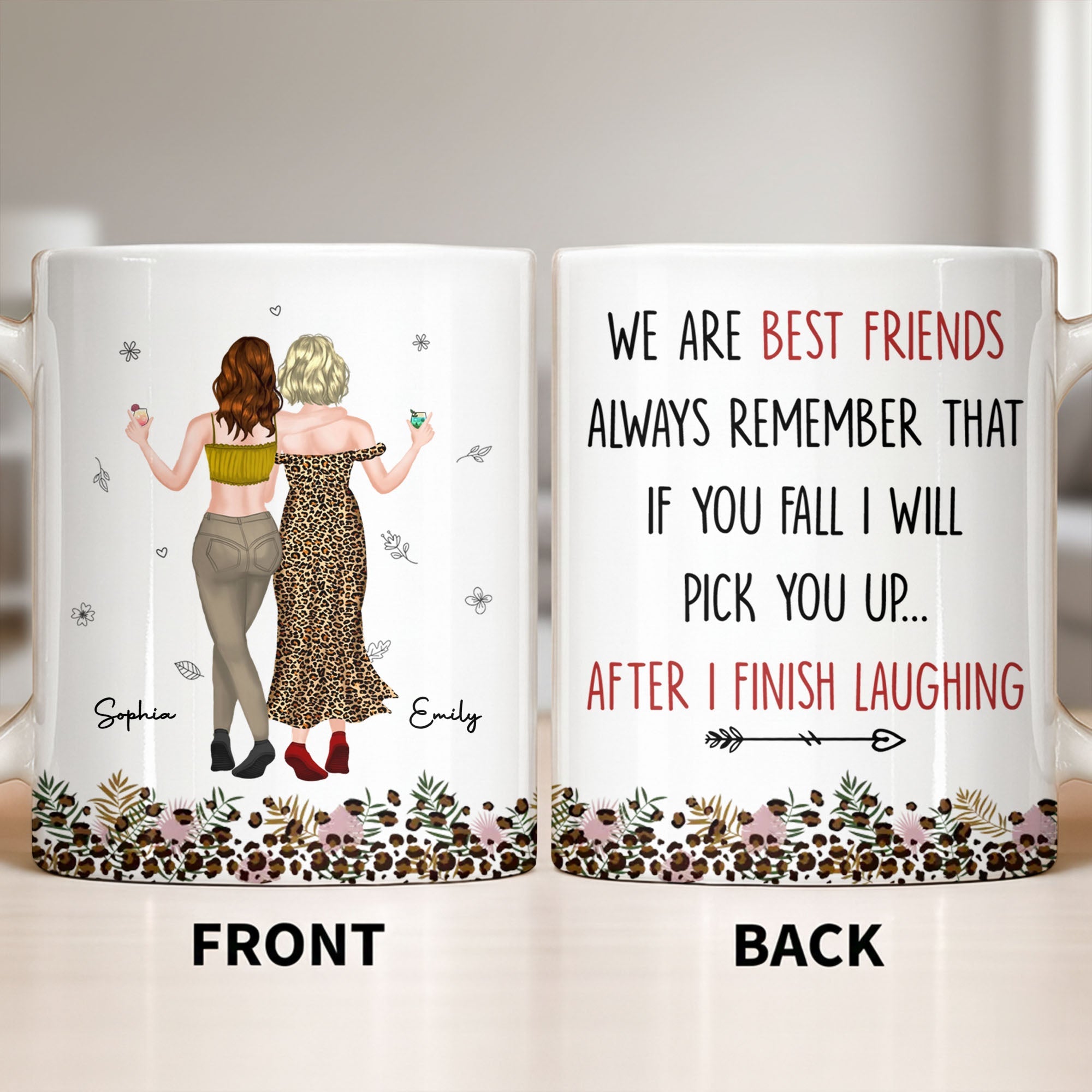Personalized Leopard Print Best Friend Mug Custom Gift Edge-to-edge Mug GradoCreations