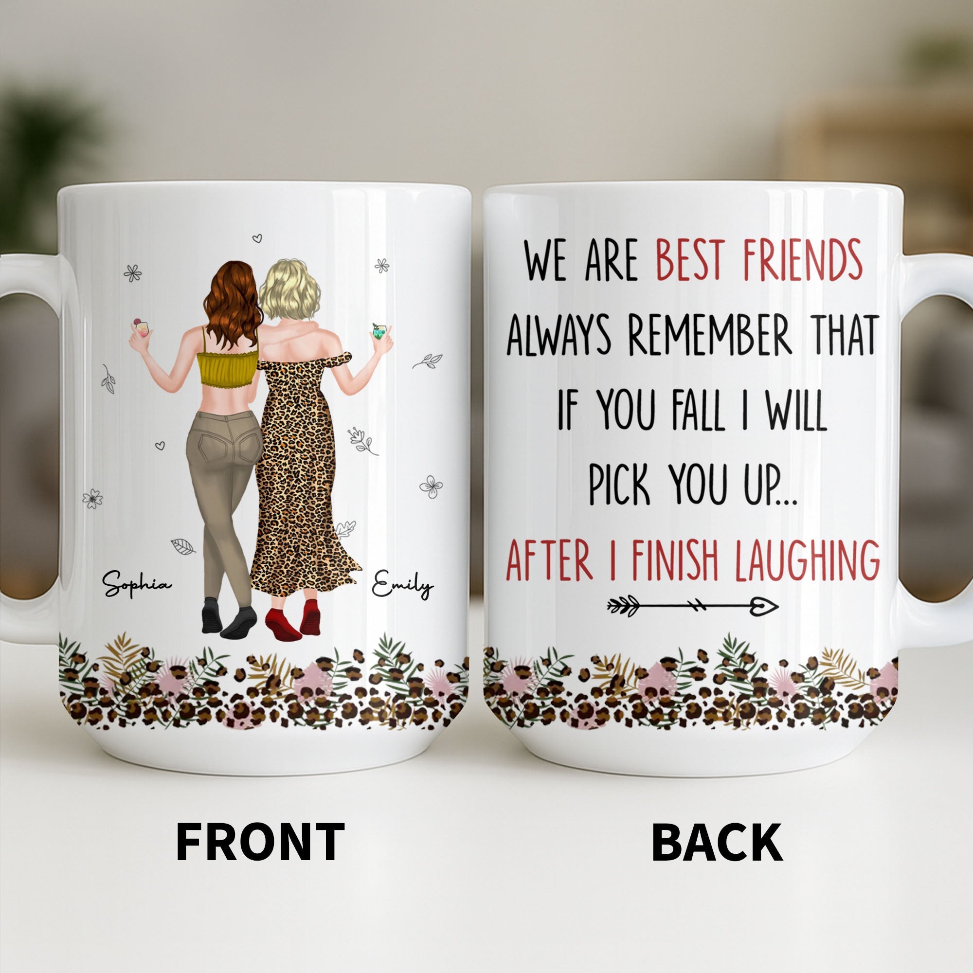 Personalized Leopard Print Best Friend Mug Custom Gift Edge-to-edge Mug GradoCreations