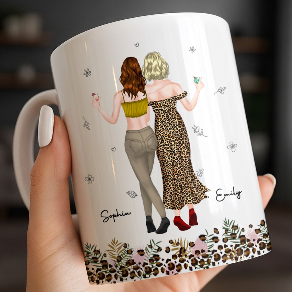 Personalized Leopard Print Best Friend Mug Custom Gift Edge-to-edge Mug GradoCreations