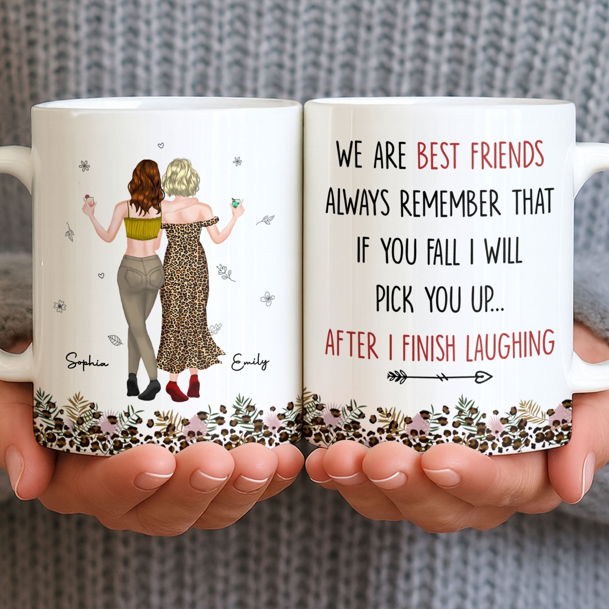 Personalized Leopard Print Best Friend Mug Custom Gift Edge-to-edge Mug GradoCreations