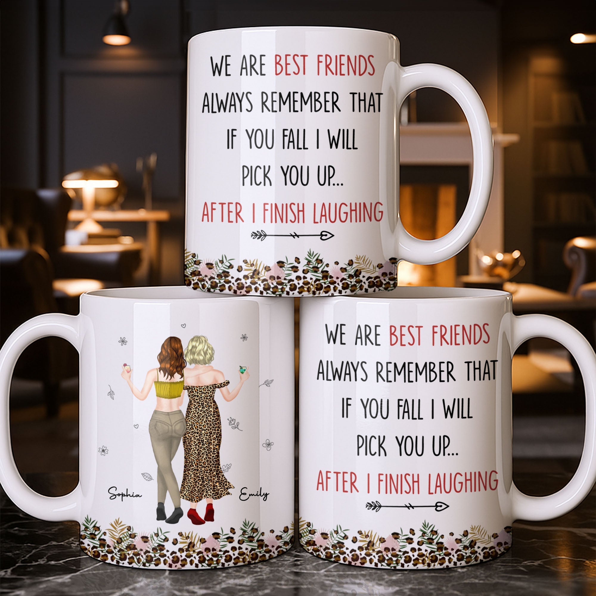 Personalized Leopard Print Best Friend Mug Custom Gift Edge-to-edge Mug GradoCreations