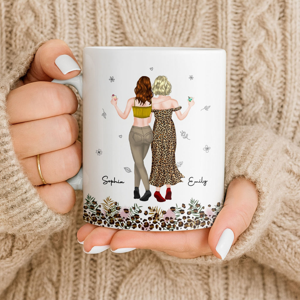 Personalized Leopard Print Best Friend Mug Custom Gift Edge-to-edge Mug GradoCreations