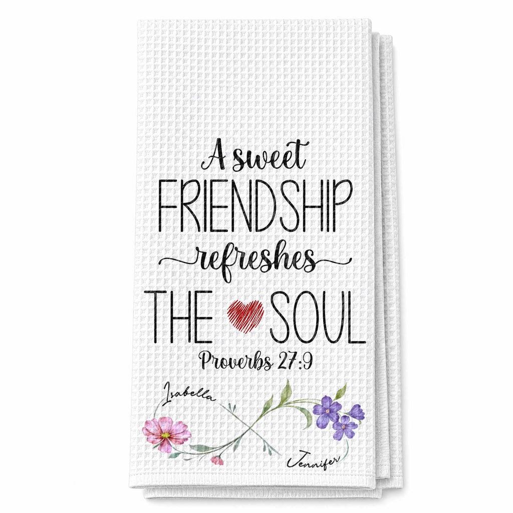 Personalized Kitchen Towel Gift for Best Friends with Flowers Kitchen Towel GradoCreations