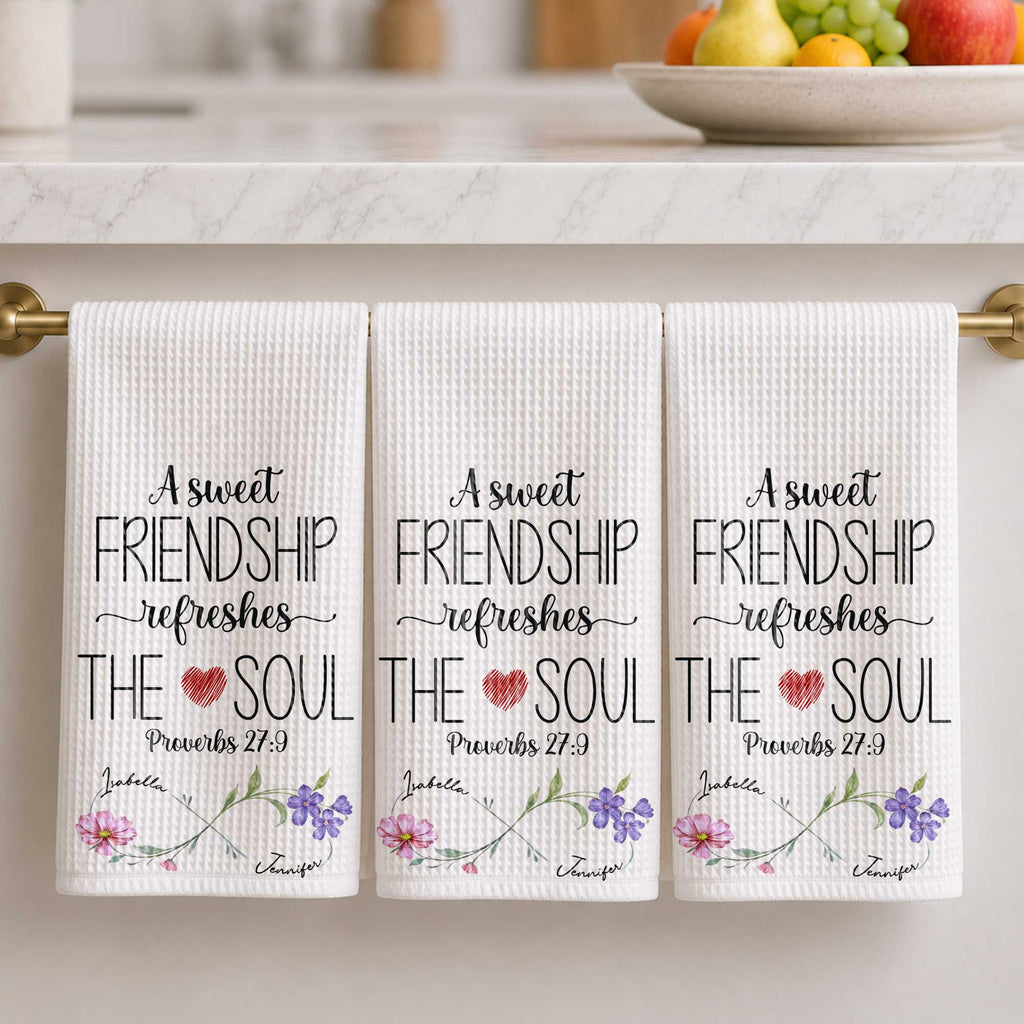 Personalized Kitchen Towel Gift for Best Friends with Flowers Kitchen Towel GradoCreations