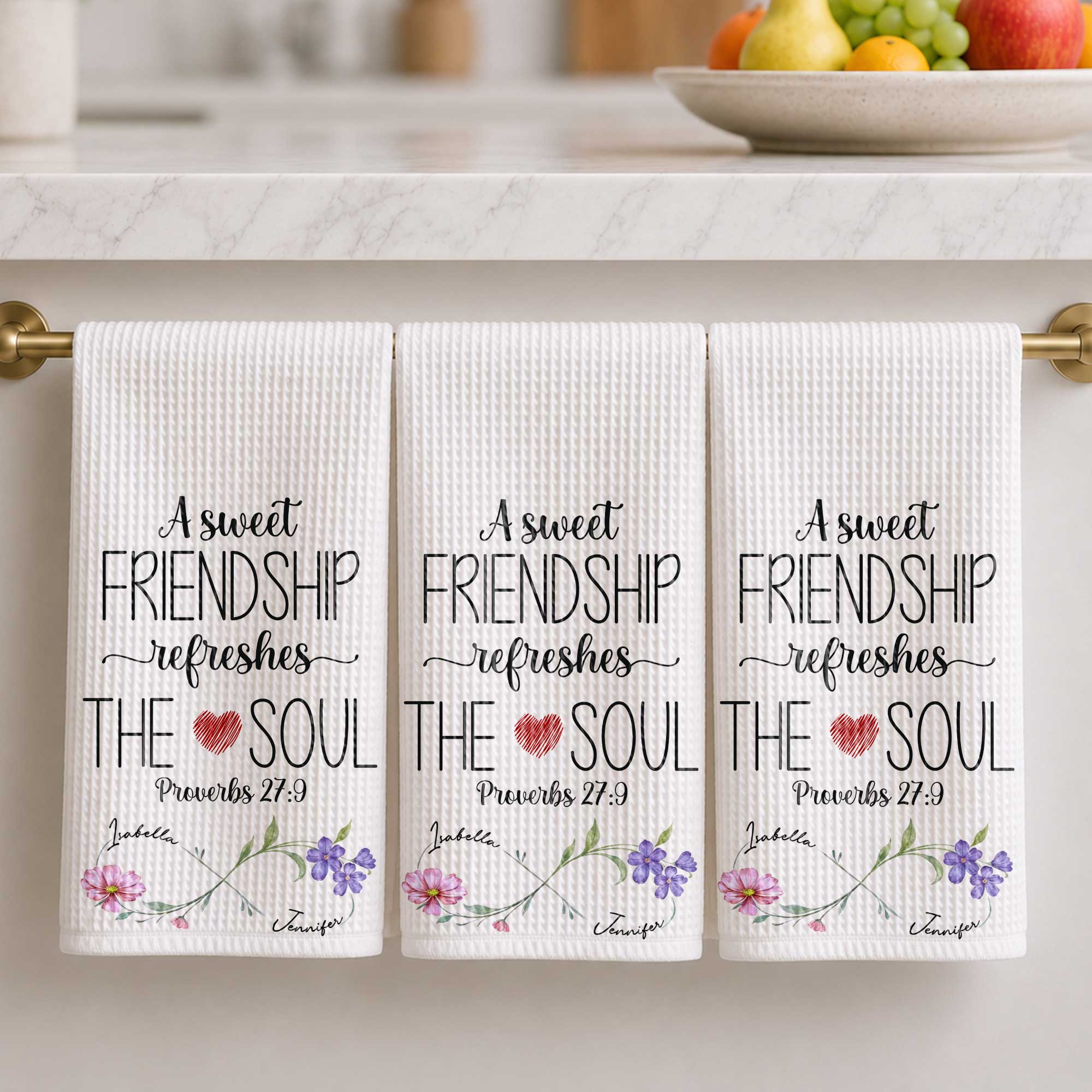 Personalized Kitchen Towel Gift for Best Friends with Flowers Kitchen Towel GradoCreations