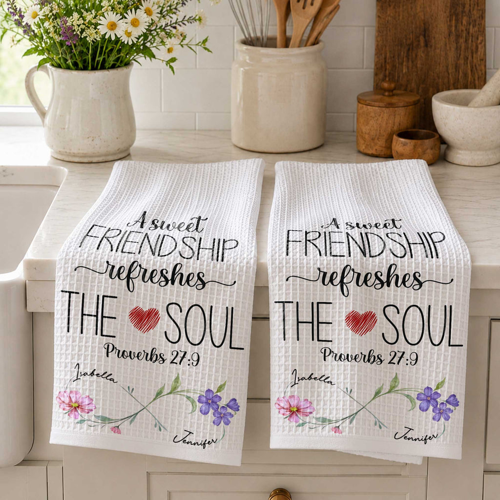 Personalized Kitchen Towel Gift for Best Friends with Flowers Kitchen Towel GradoCreations