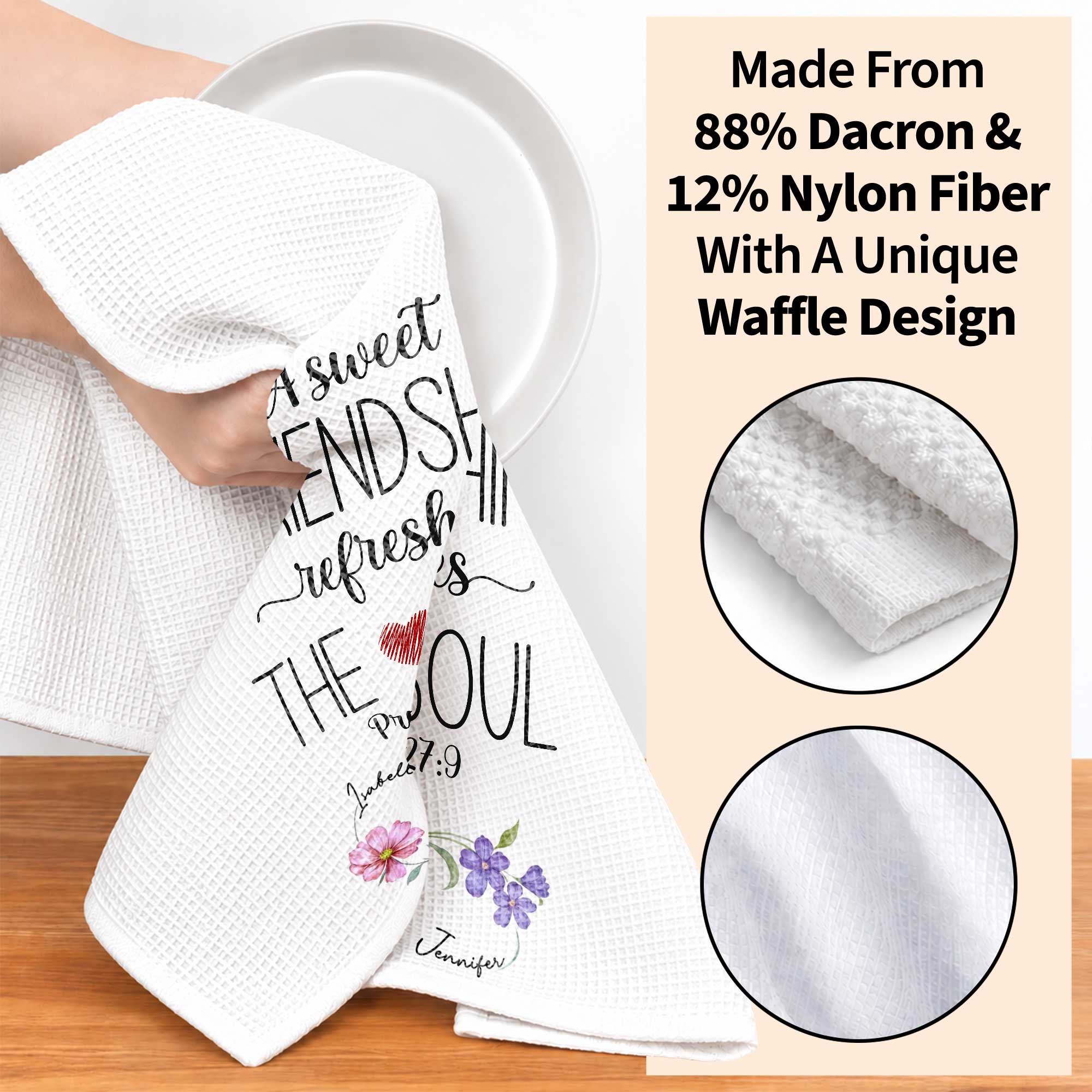 Personalized Kitchen Towel Gift for Best Friends with Flowers Kitchen Towel GradoCreations