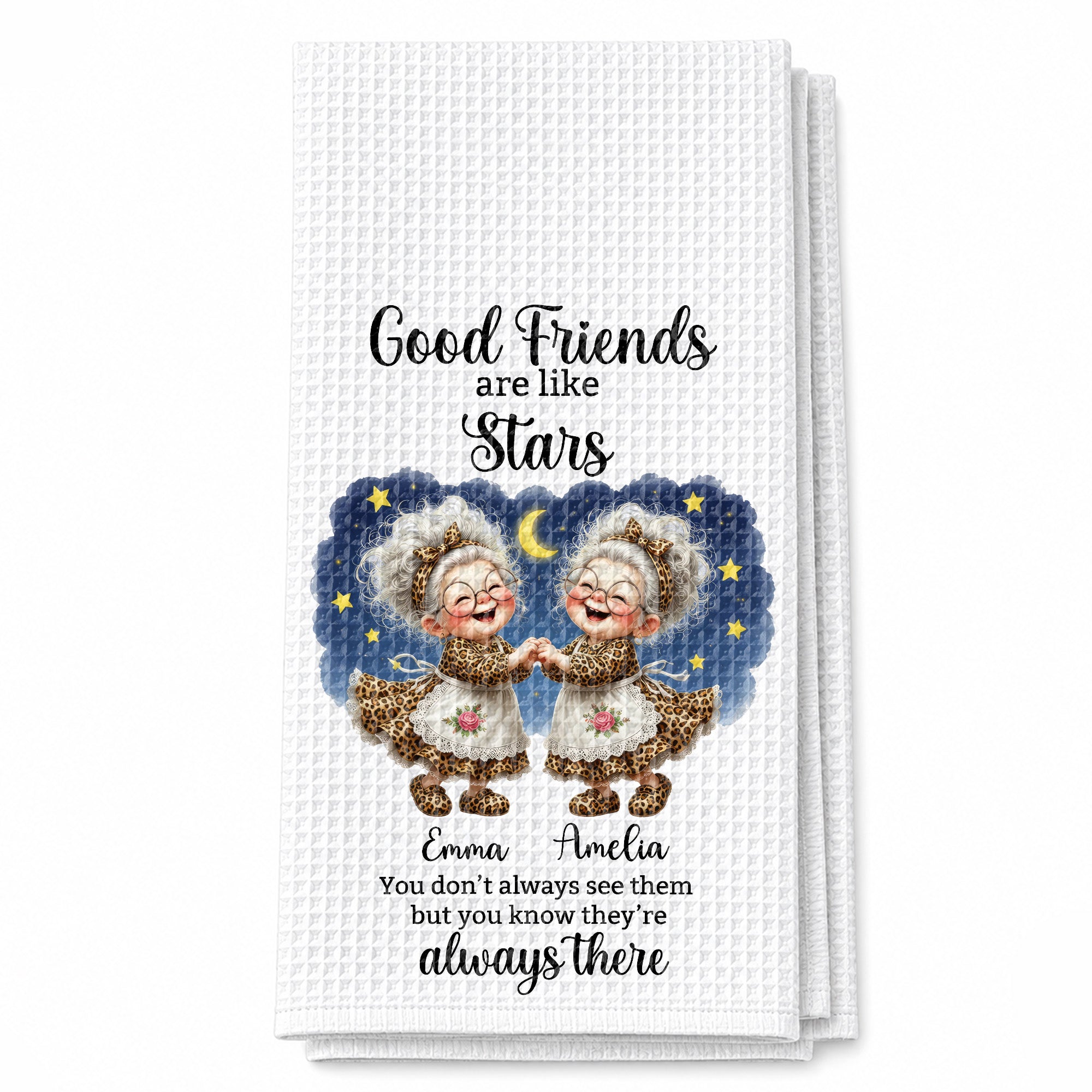 Personalized Kitchen Towel Best Friend Gift with Leopard Print