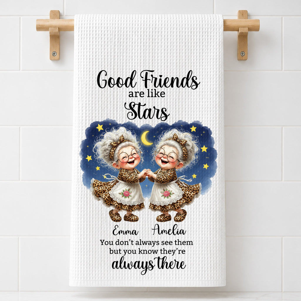 Personalized Kitchen Towel Best Friend Gift with Leopard Print