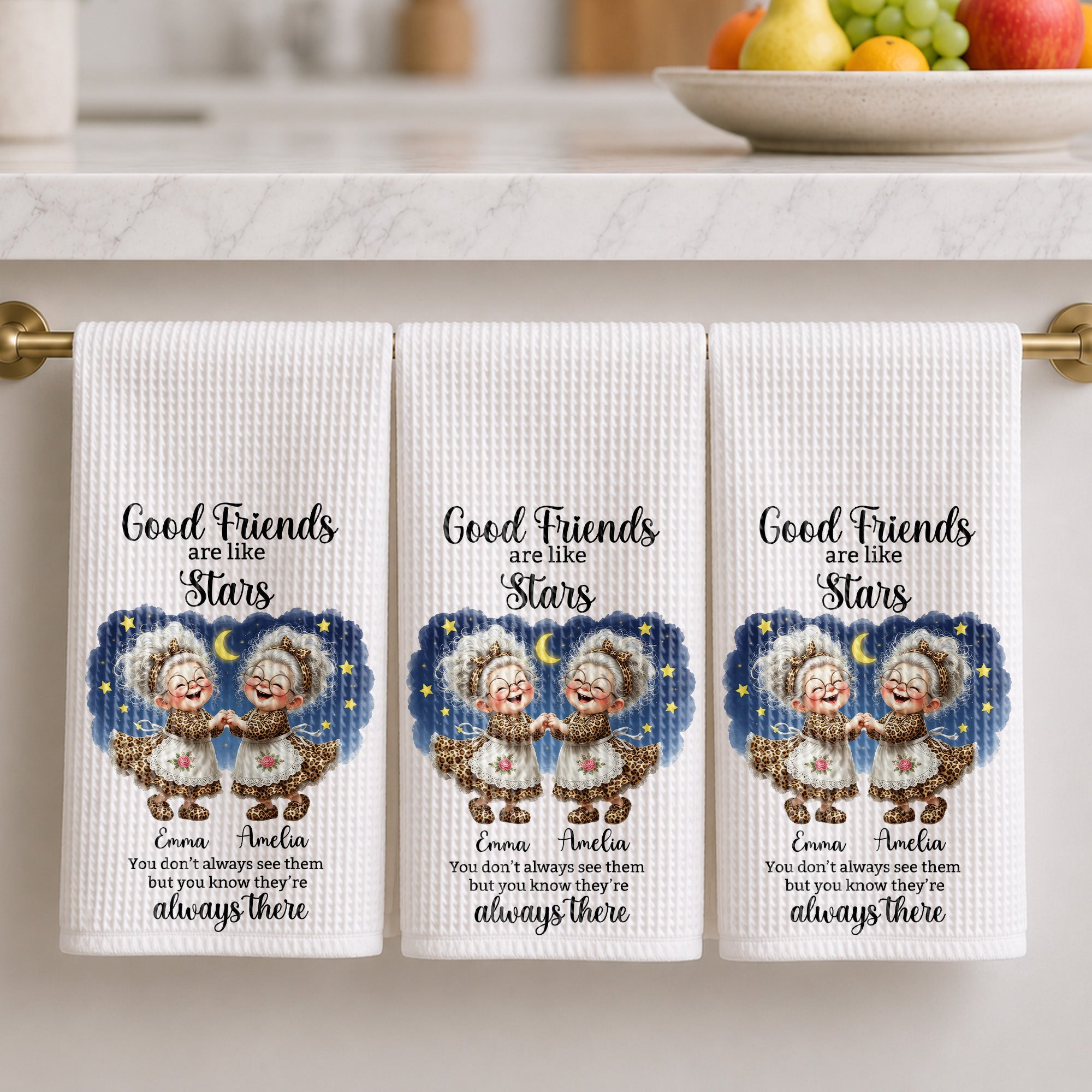 Personalized Kitchen Towel Best Friend Gift with Leopard Print