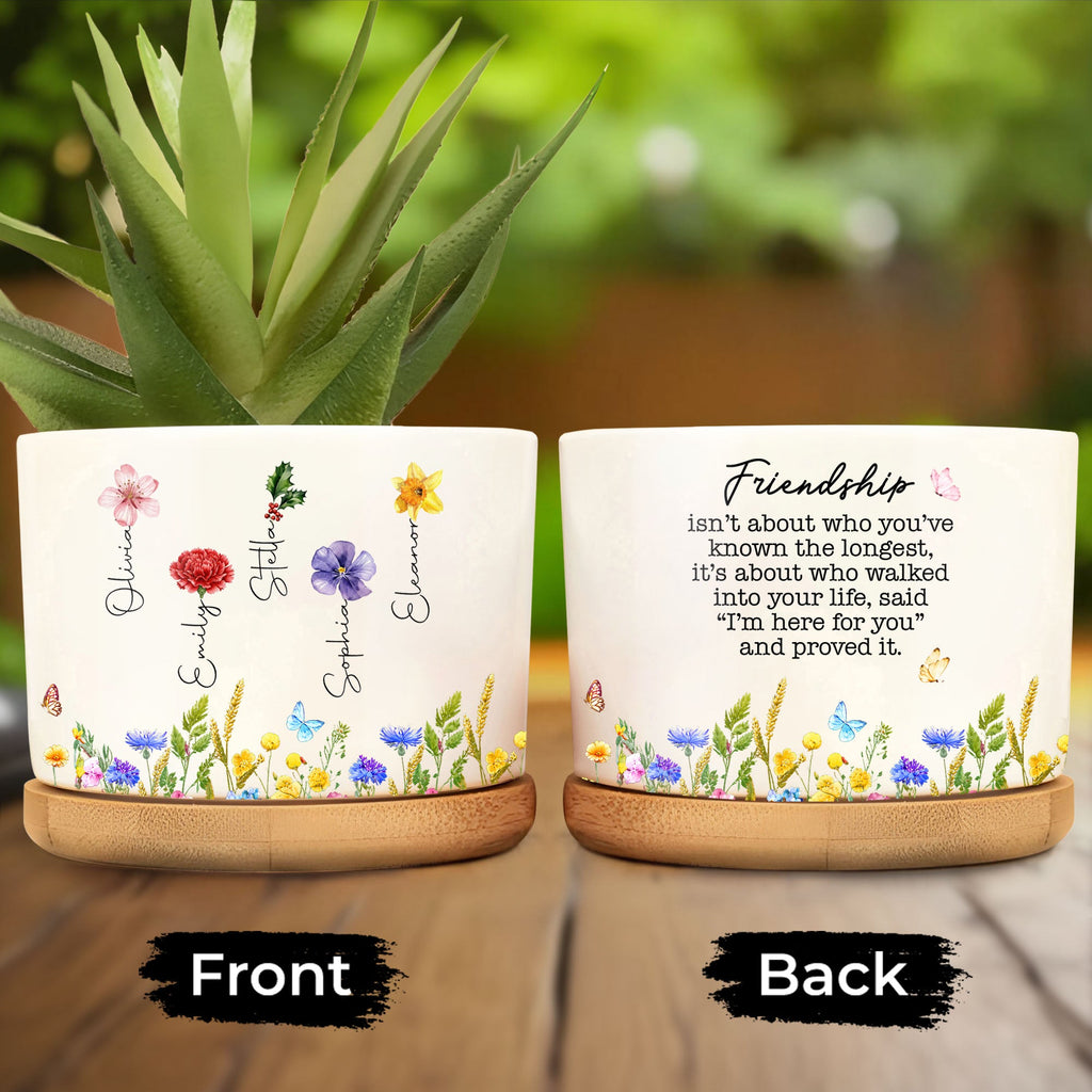 Personalized Birth Month Flower Ceramic Plant Pot Gift for Best Friends Ceramic Plant Pot GradoCreations