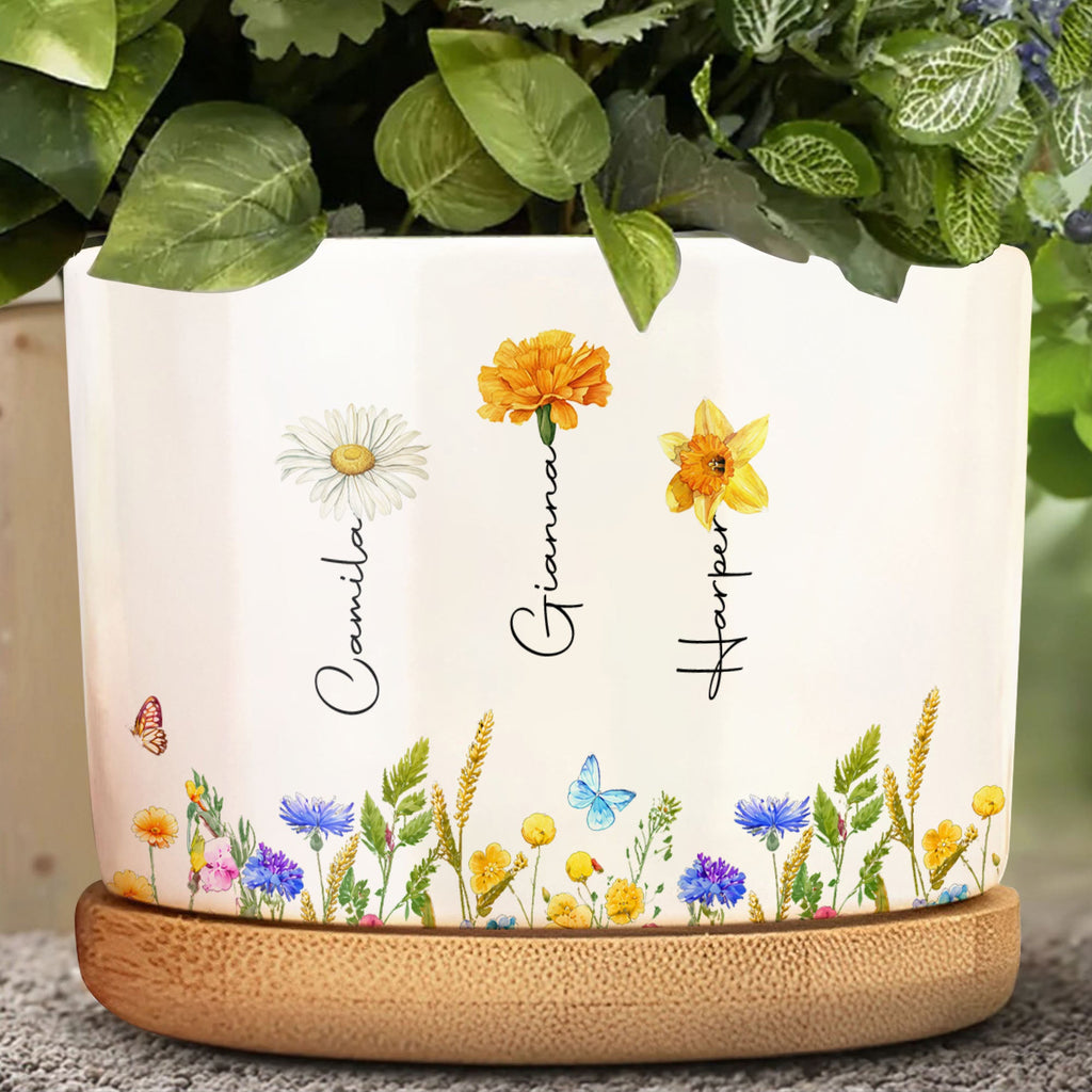Personalized Birth Month Flower Ceramic Plant Pot Gift for Best Friends Ceramic Plant Pot GradoCreations