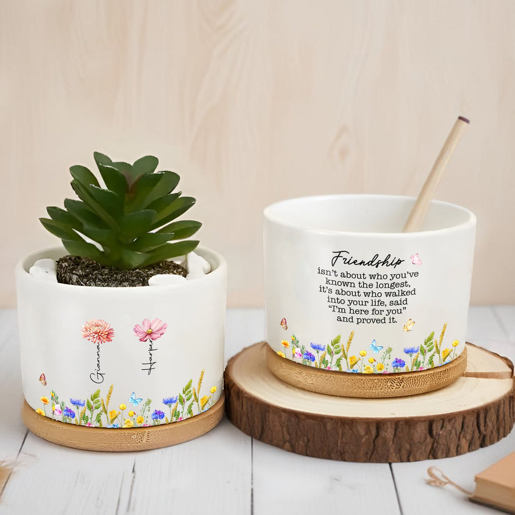 Personalized Birth Month Flower Ceramic Plant Pot Gift for Best Friends Ceramic Plant Pot GradoCreations