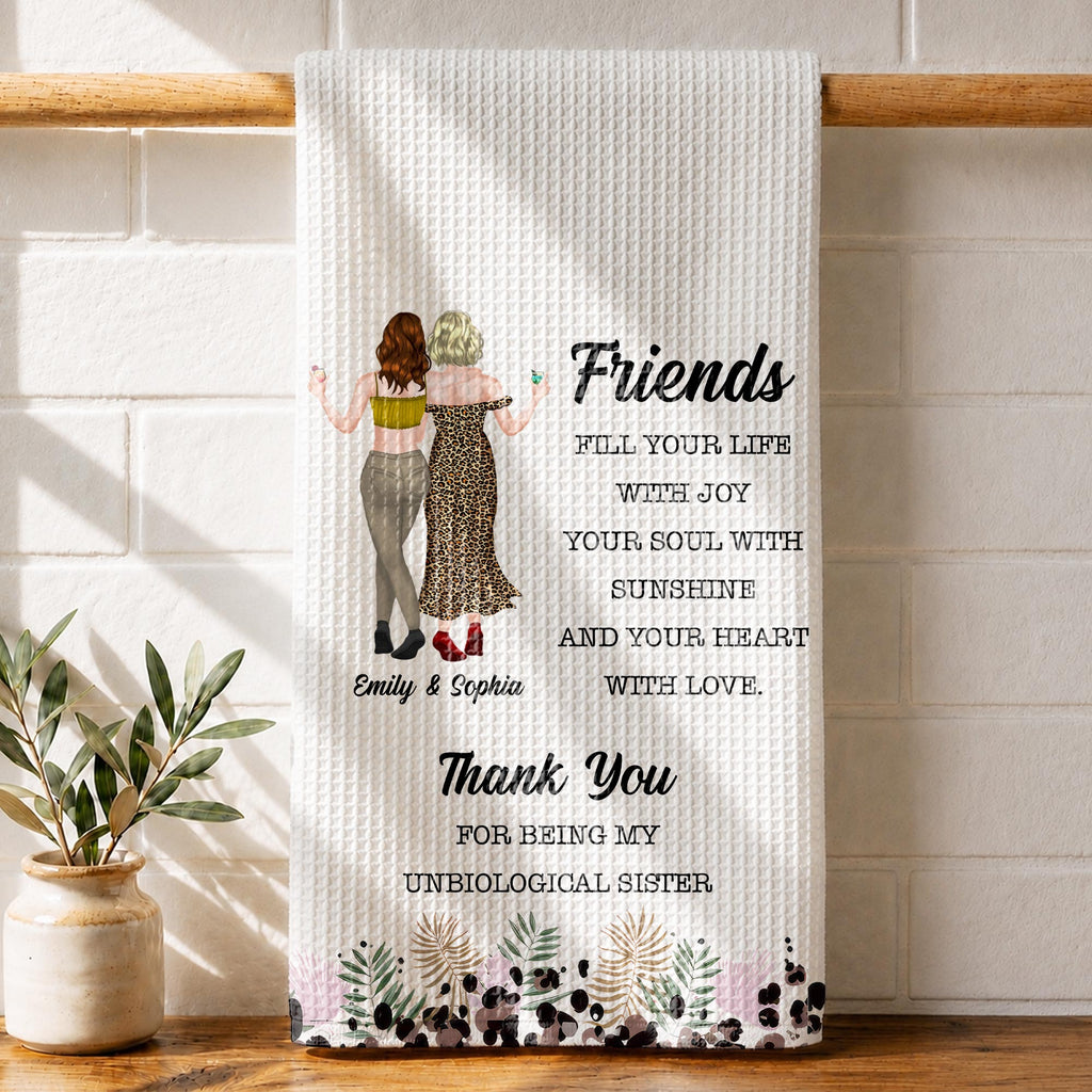 Personalized Kitchen Towel Best Friend Gift Unbiological Sister
