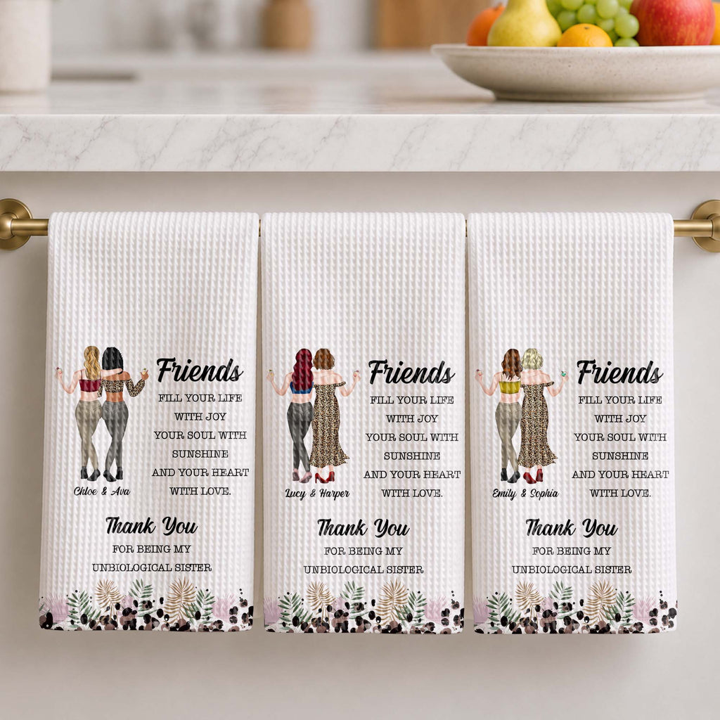 Personalized Kitchen Towel Best Friend Gift Unbiological Sister