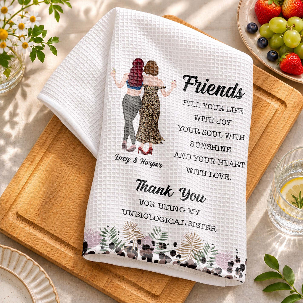 Personalized Kitchen Towel Best Friend Gift Unbiological Sister