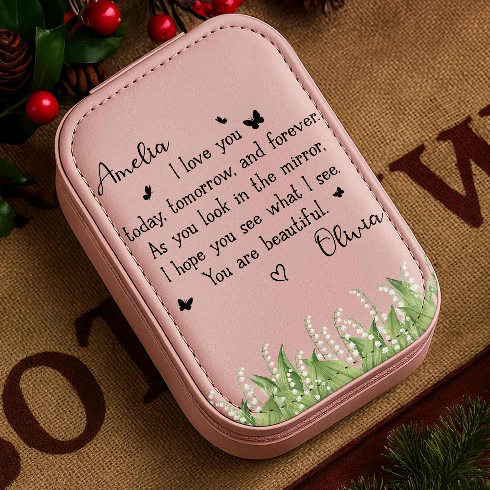 Personalized Jewelry Box with LED Mirror Custom Name Gift for Mom Jewelry Box With LED Mirror GradoCreations
