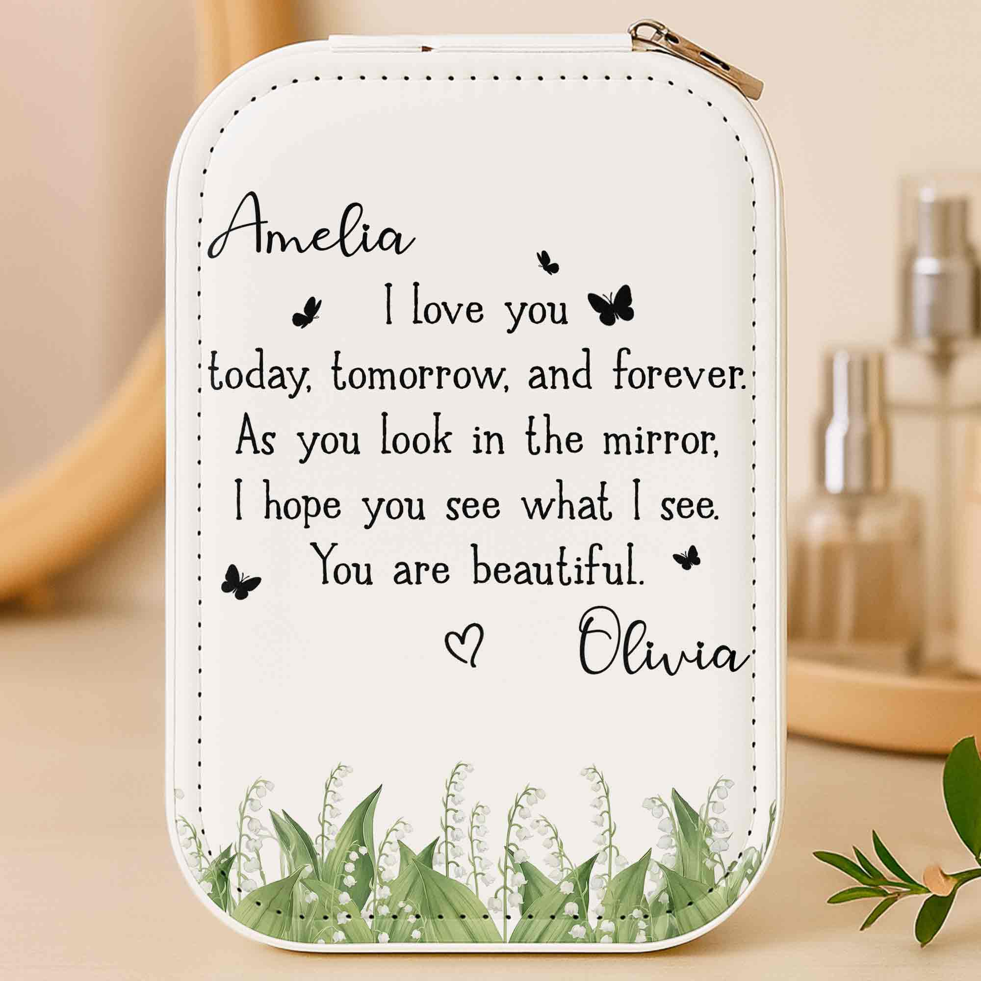Personalized Jewelry Box with LED Mirror Custom Name Gift for Mom Jewelry Box With LED Mirror GradoCreations