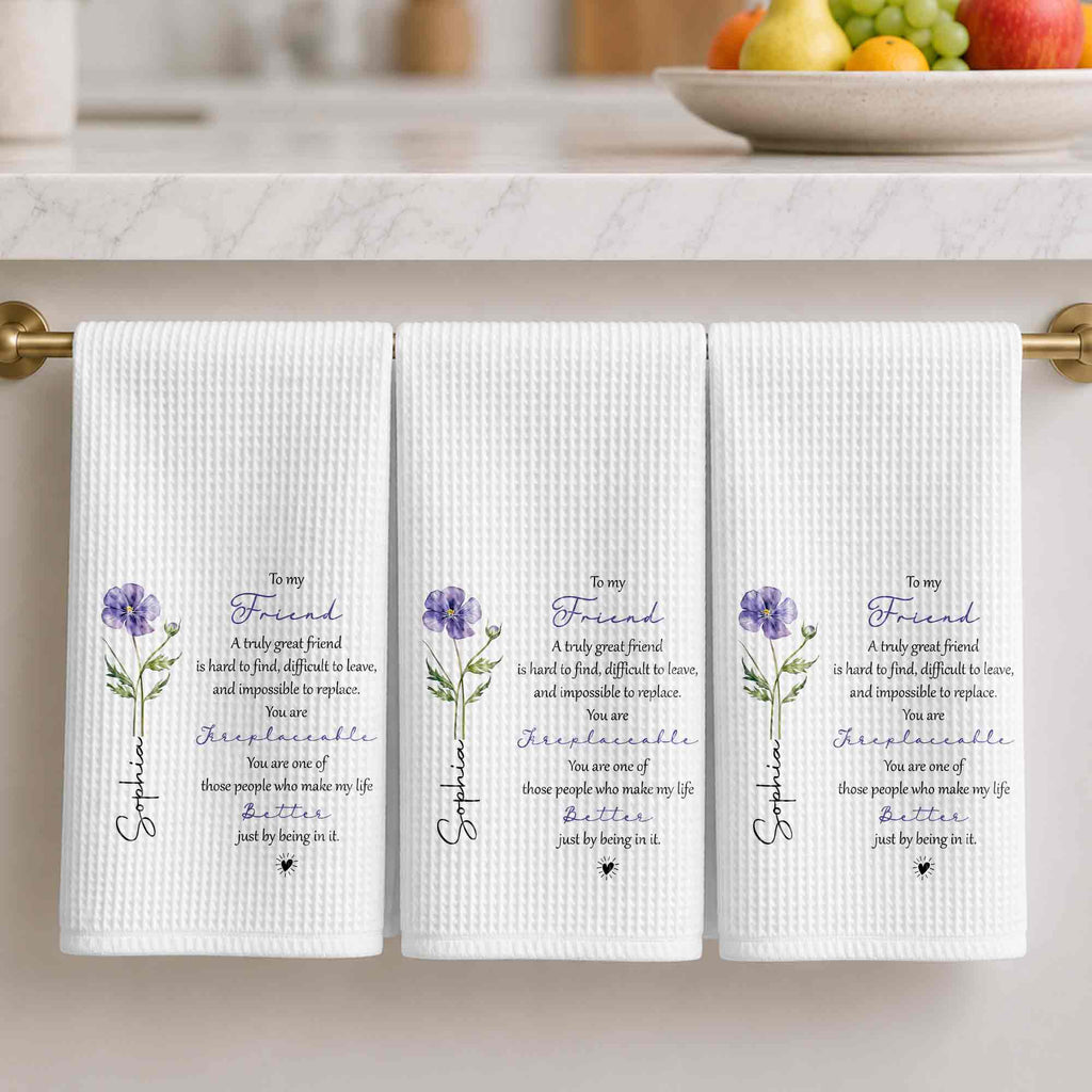 Personalized Kitchen Towel Custom Birth Flower Gift for Best Friend Kitchen Towel GradoCreations