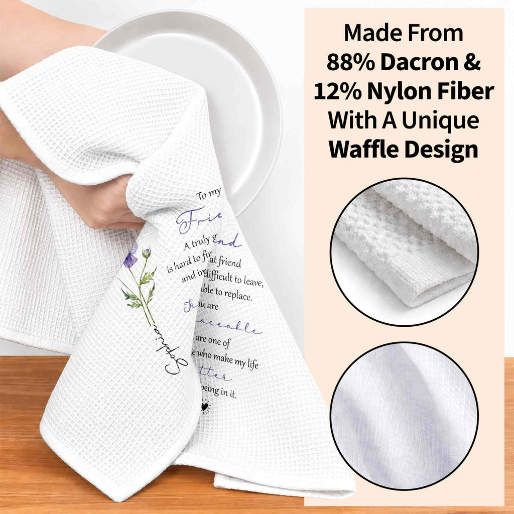 Personalized Kitchen Towel Custom Birth Flower Gift for Best Friend Kitchen Towel GradoCreations